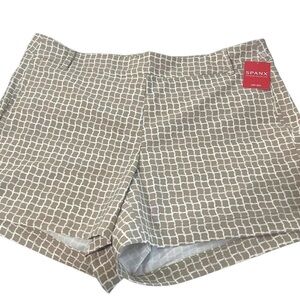 SPANX Sunshine Shorts 6" In  Bespoke Check Fawn Beige White NEW UPF 50+ Small